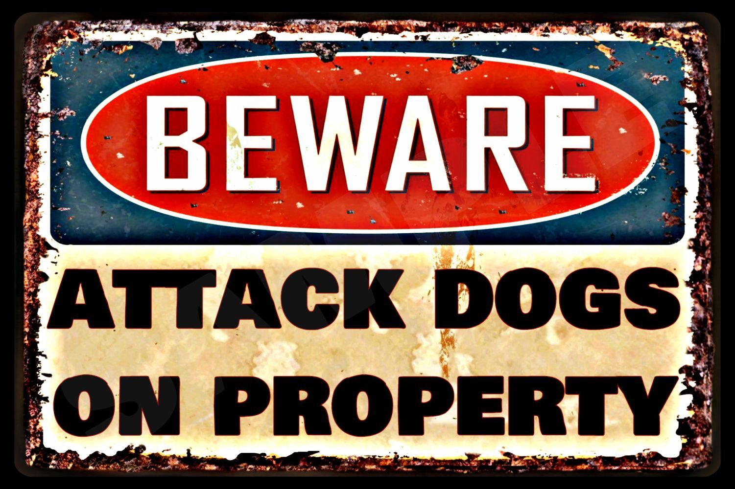 BEWARE ATTACK DOGS 8X12 ALL WEATHER METAL SIGN NO TRESPASSING PRIVATE PROPERTY