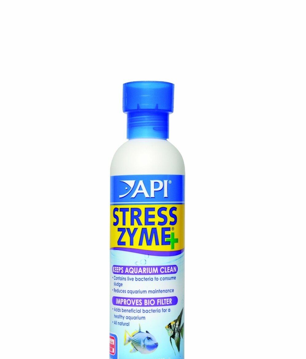 API  AQUARIUM STRESS ZYME PLUS  8 OZ   Bacteria Sludge Remover Clean