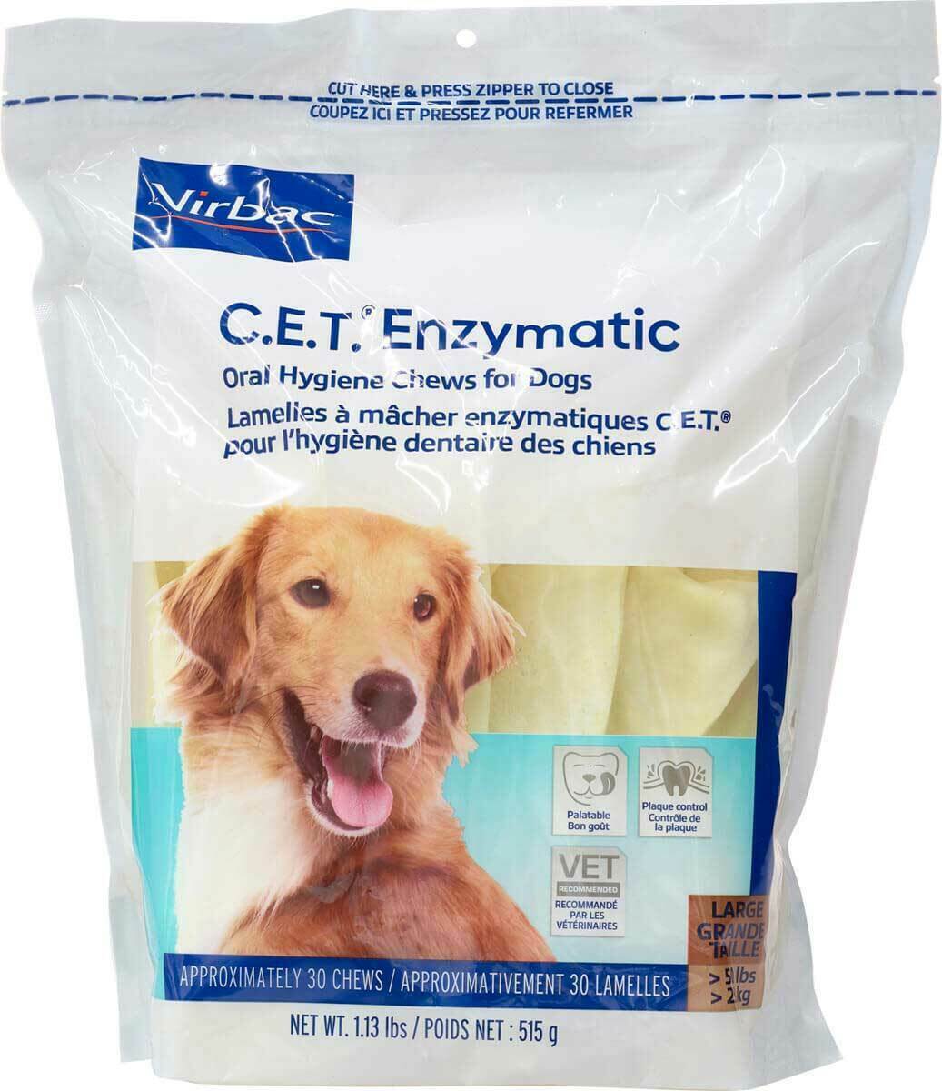 CET Enzymatic Oral Hygiene Chews for Large Dogs 50+Pounds 30 chews plaque 