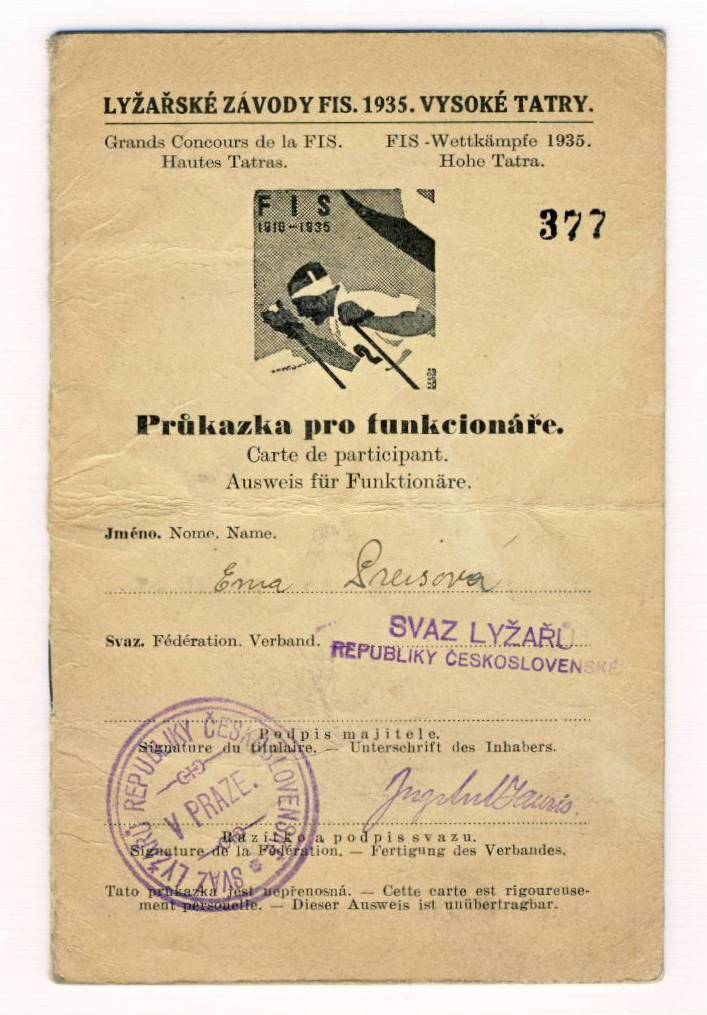 1935 FIS Nordic World Ski Championships PARTICIPANT CARD ID rare SKIING Czech