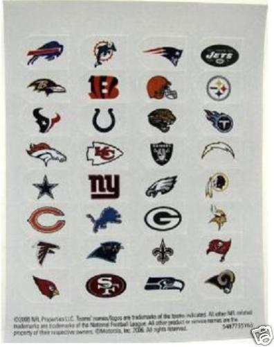 32 NFL Team Logo Mini Stickers 1 sheet all teams Nice