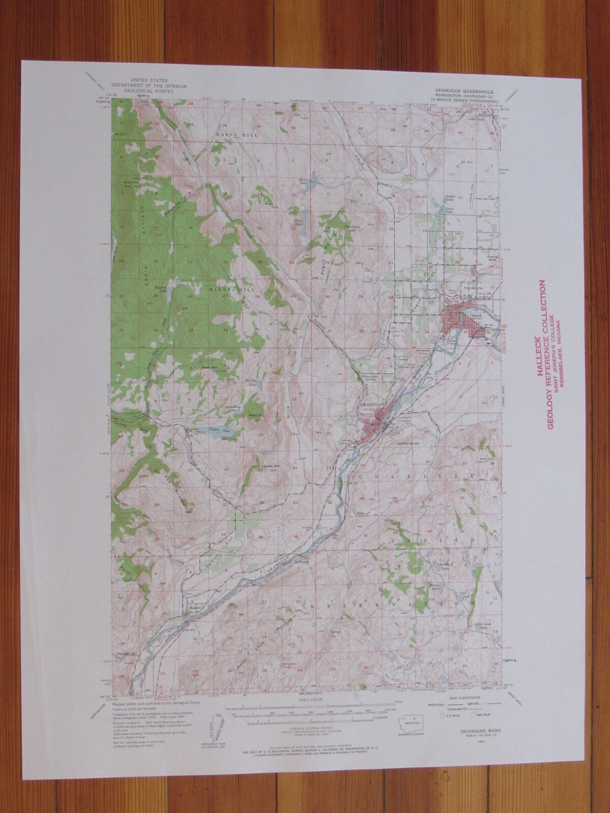 Okanogan Washington 1957 Original Vintage USGS Topo Map