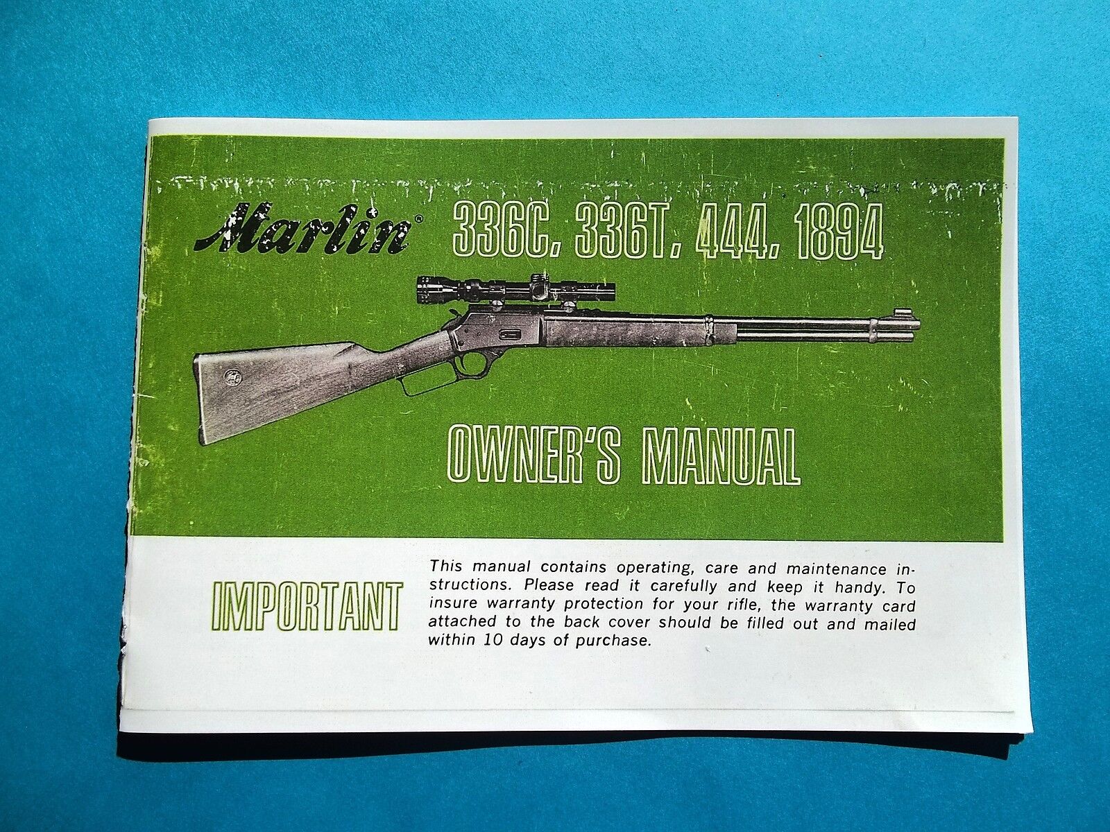 MARLIN MODEL 336C, 336T, 444, 1894 OLDER STYLE LEVER ACTION OWNERS MANUAL