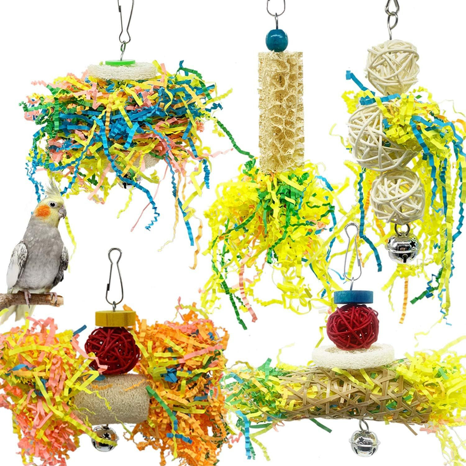 EBaokuup Bird Parrots Shredding Toys Parakeet Chewing Loofah Toys... 