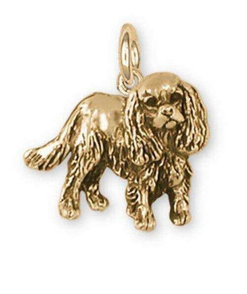 Cavalier King Charles Spaniel Charm Jewelry 14k Gold Handmade Dog Charm KC17-CG