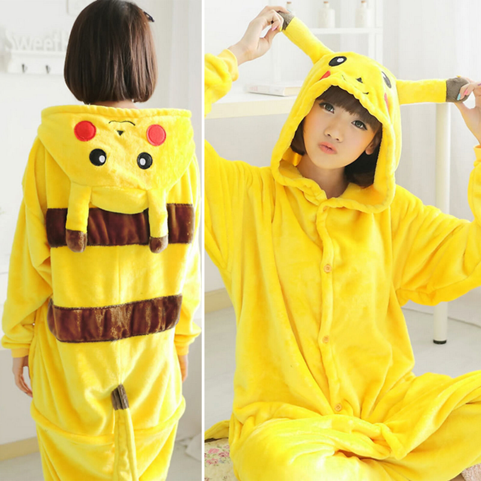 Unisex Adult Pajamas Kigurumi Hoodie Cosplay Costume Animal Man Women Sleepwear 