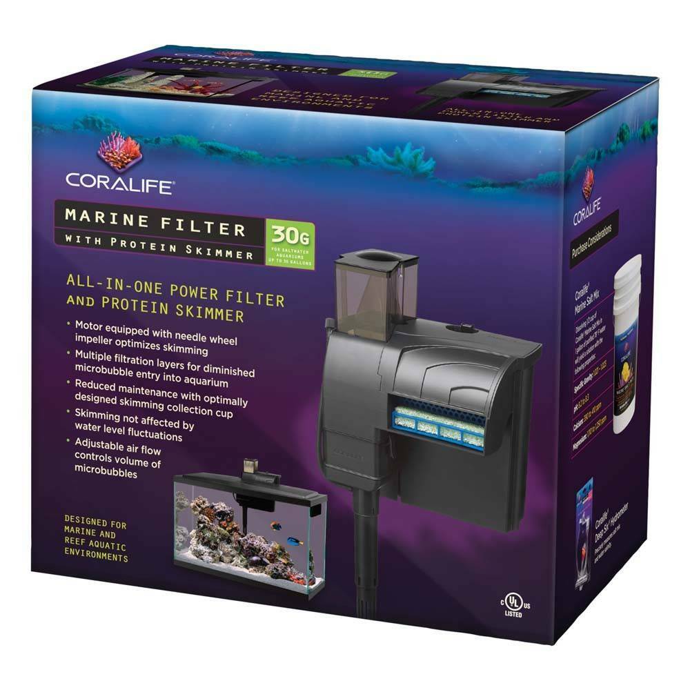 Coralife Marine Filter With Protein Skimmer For Salt Water Aquariums Up To 30 G