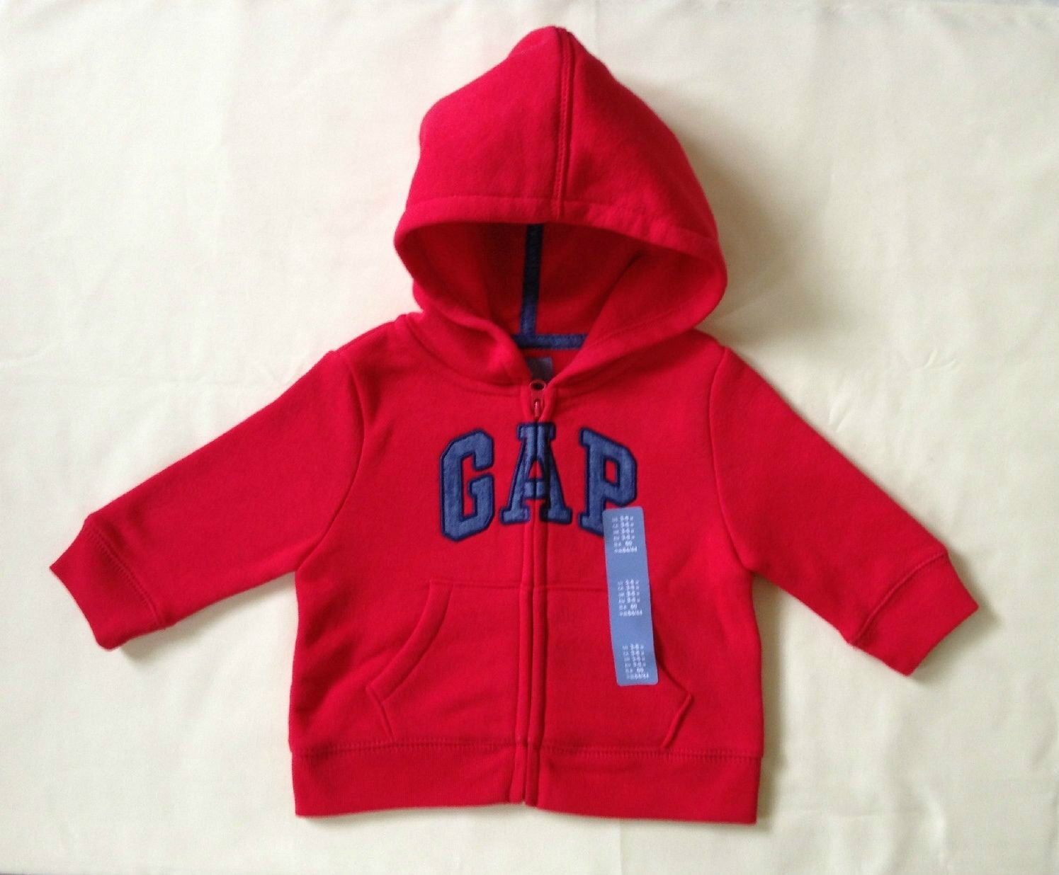 NWT BABY GAP BOY'S RED ARCH LOGO HOODIE 77% COTTON 23% POLYESTER, FALL, WINTER