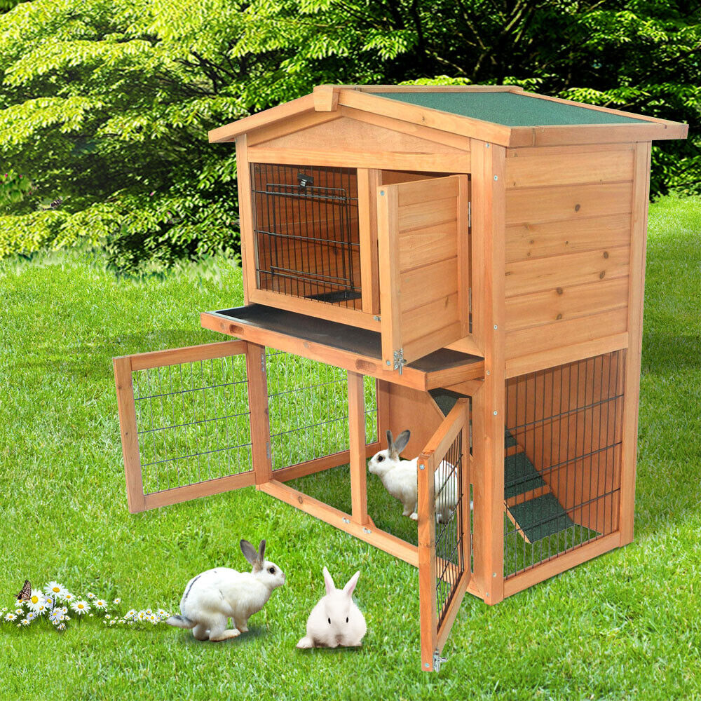 Pet Cage Wood Rabbit Hutch Small Animal House Chicken Coop New A-Frame 40\