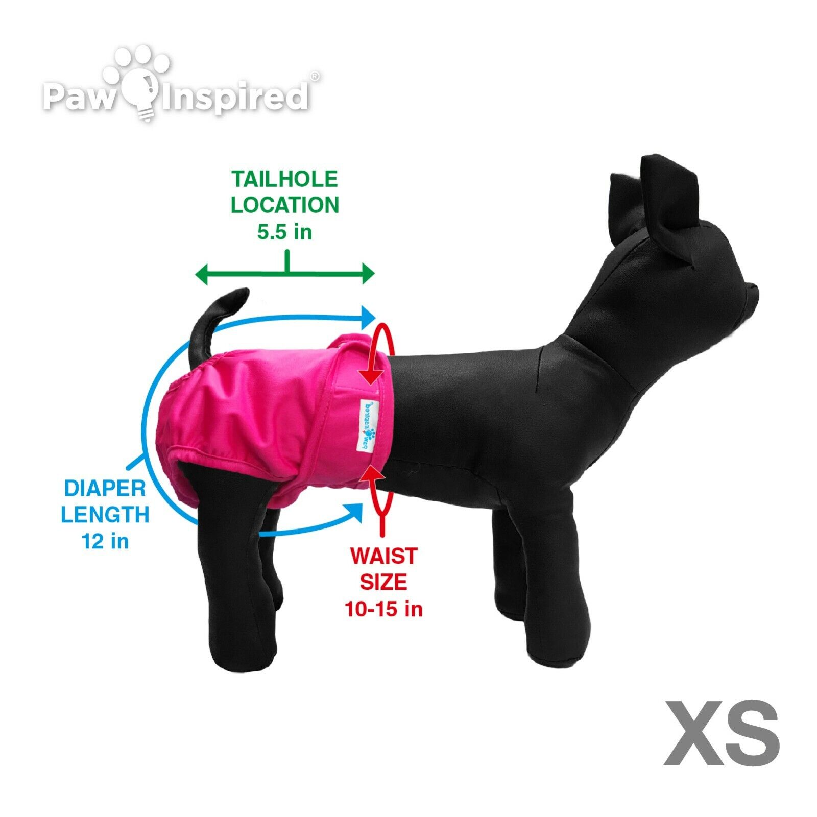 Paw Inspired Reusable Washable Dog Diapers | Female Diapers for Dog Heat XS-XL