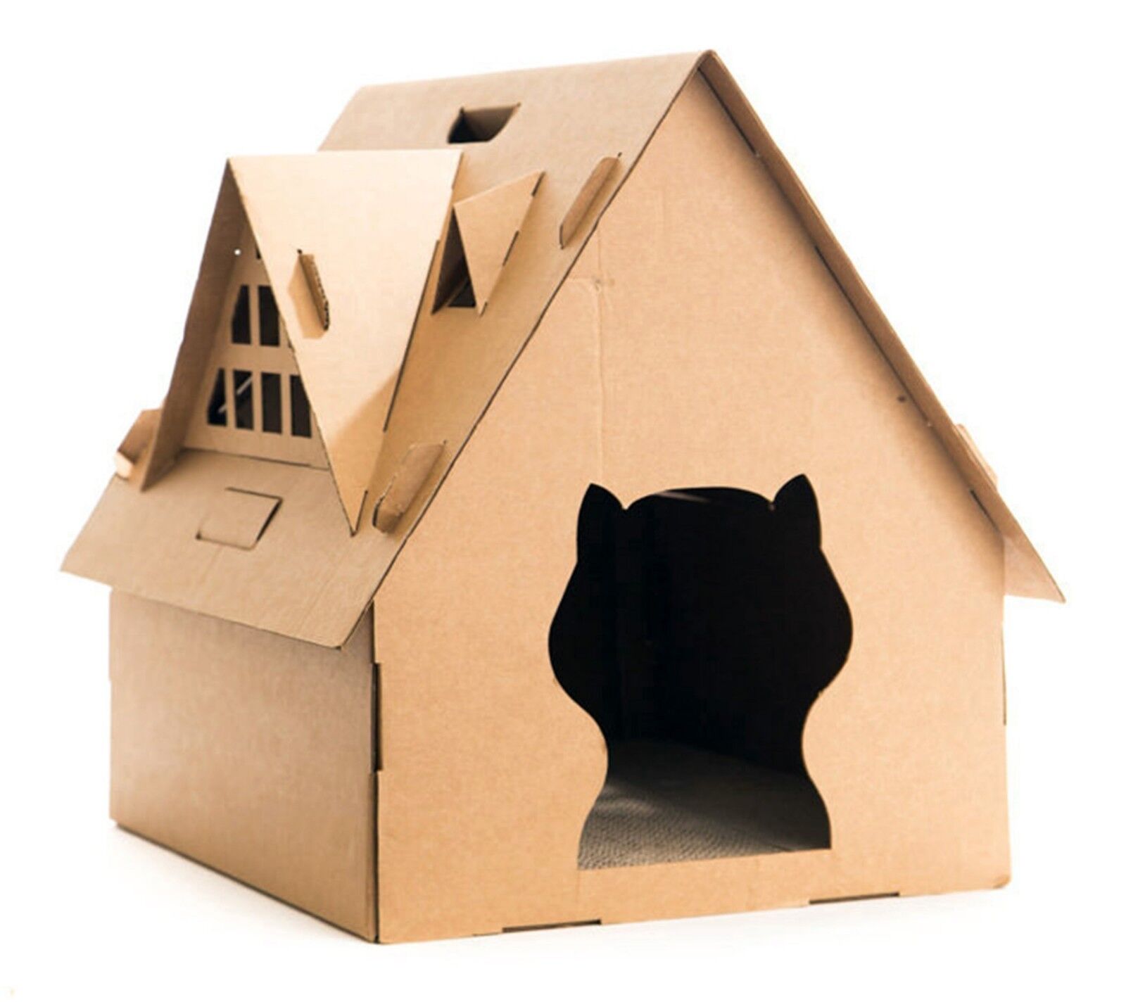 Cardboar Pet House Cat Room Dog Puppy Large Kennel Indoor Outdoor Shelter w/Roof