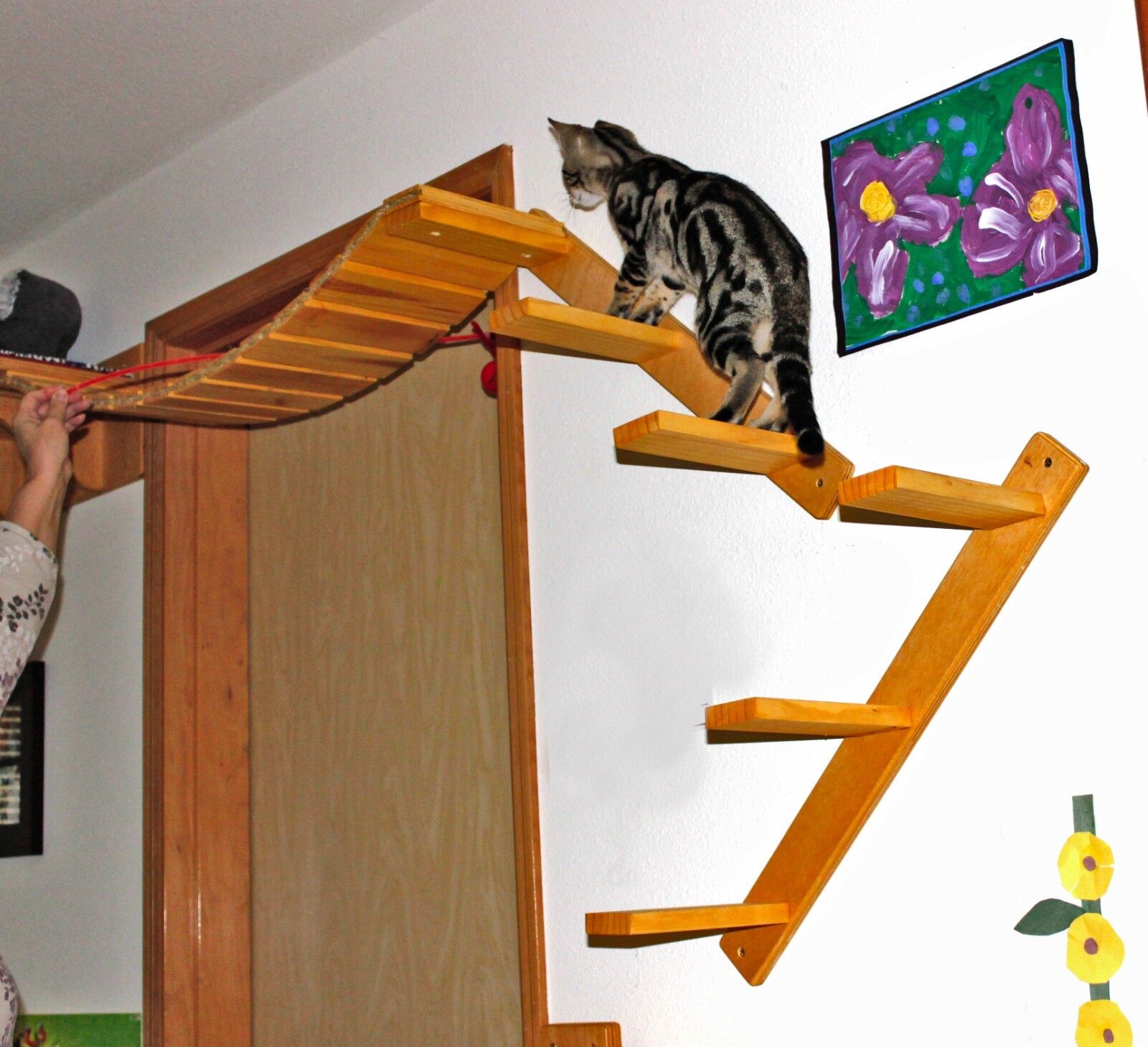 Cat Wall Mounted Bridge & Perch & Steps Modular Tree Set B 