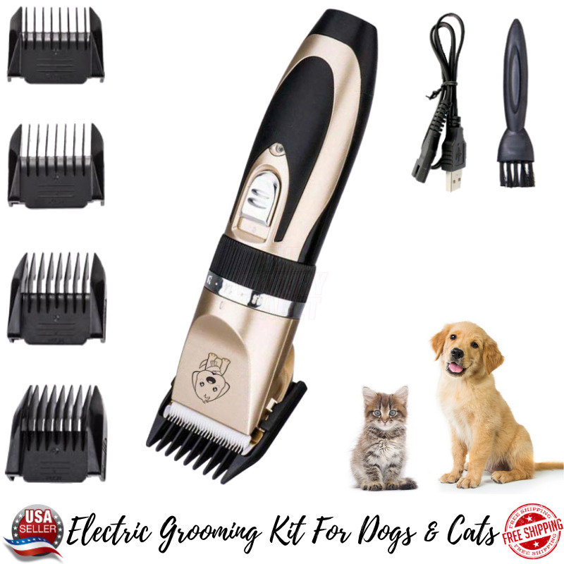 Dog Cat Pet Grooming Kit Rechargeable Cordless Electric Hair Clipper Trimmer Set