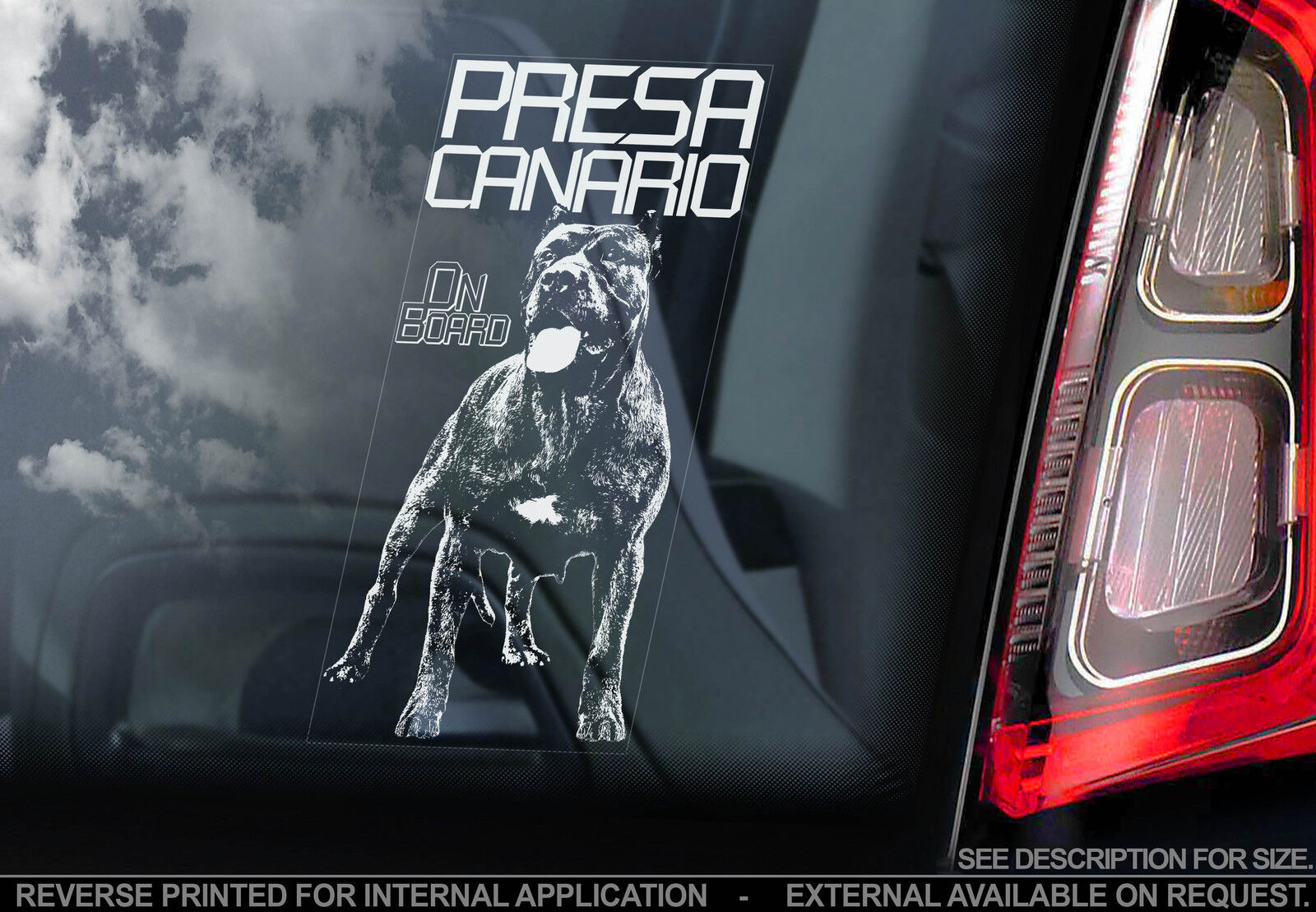 Presa Canario - Dog Car Window Sticker - OPTION: Dogo Canario / Canary Mastiff