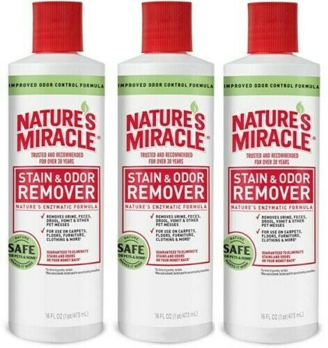 Lot of 3 Nature's Miracle Stain & Odor Remover 16oz Enzyme Formula Citrus Scent