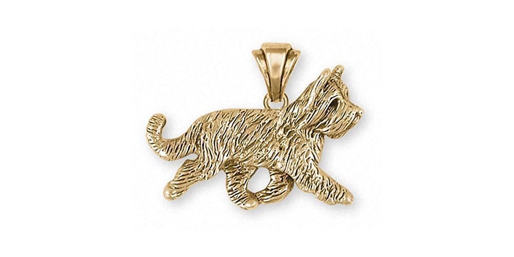 Briard Pendant Jewelry 14k Gold Handmade Dog Pendant BRD2X-PG