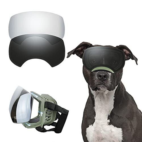  Dog Goggles Large Breed Anti-UV Dog Sunglasses for Medium-Large Green/Two Lens