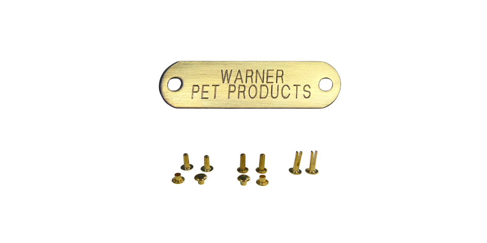 WARNER BRASS DOG TAG FOR DOG COLLAR with 3 SETS OF RIVETS * BRASS PET ID TAG