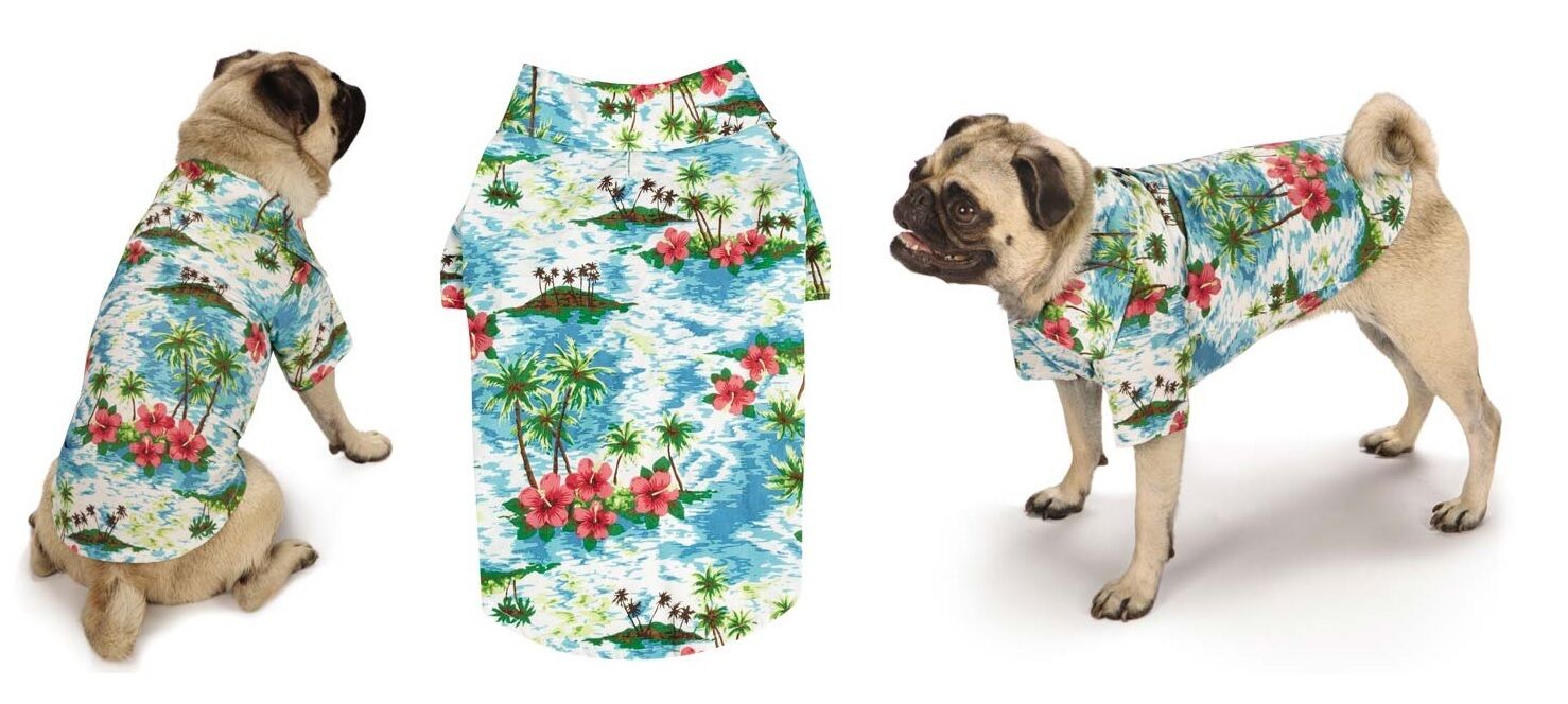 Hawaiian Breeze Shirts for Dogs Aloha Dog Camp Shirt with Paradise Palm Design 