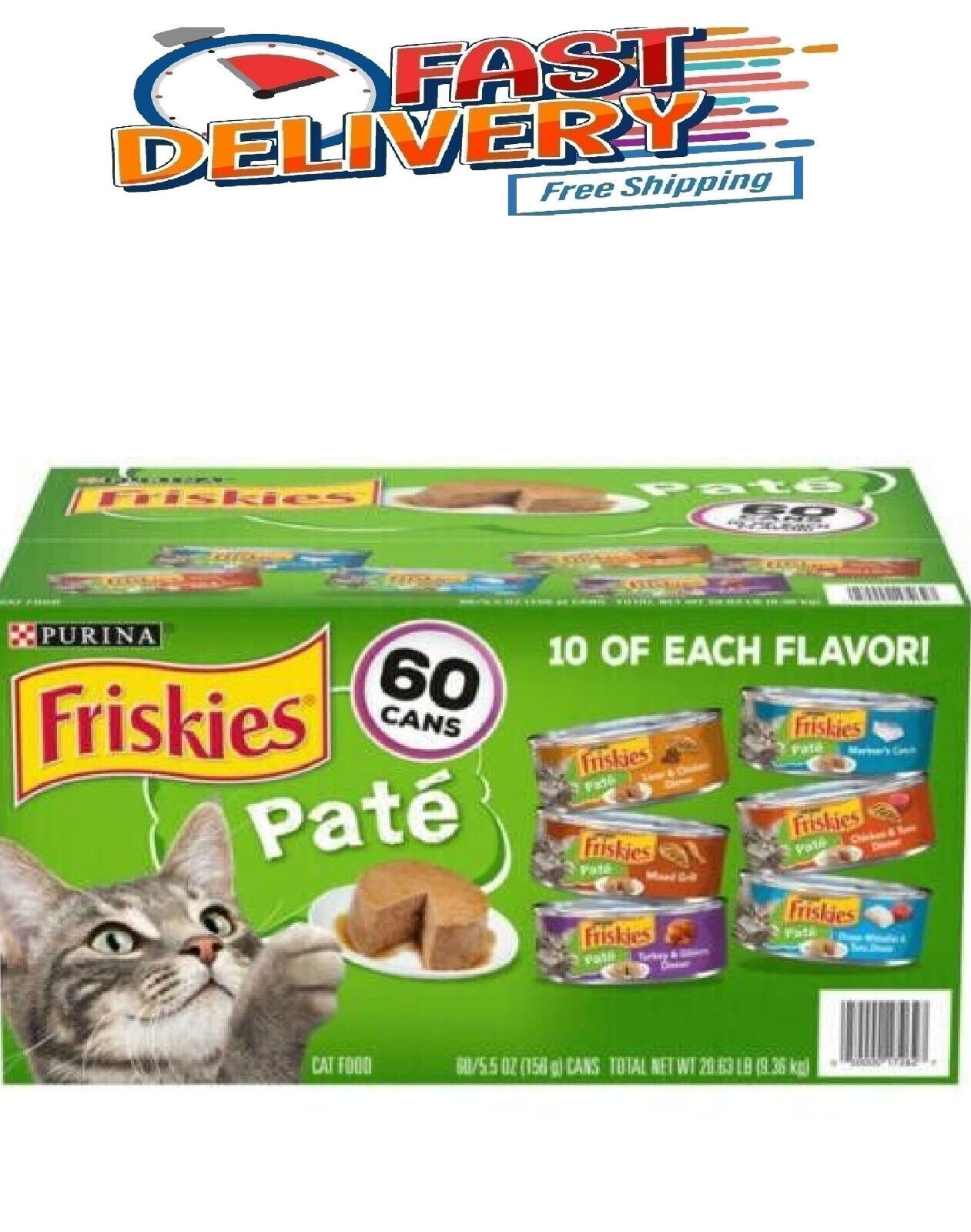 Purina Friskies Pate Wet Cat Food, Variety Pack (5.5 Oz., 60 Ct.)