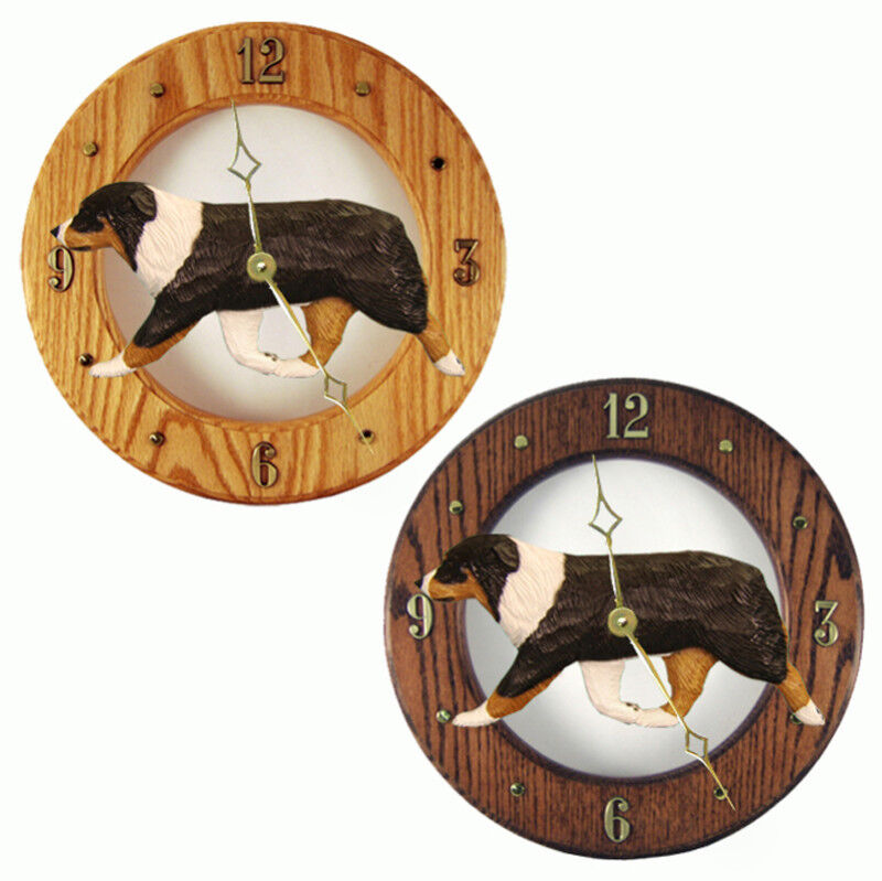 Australian Shepherd Wood Clock Tri