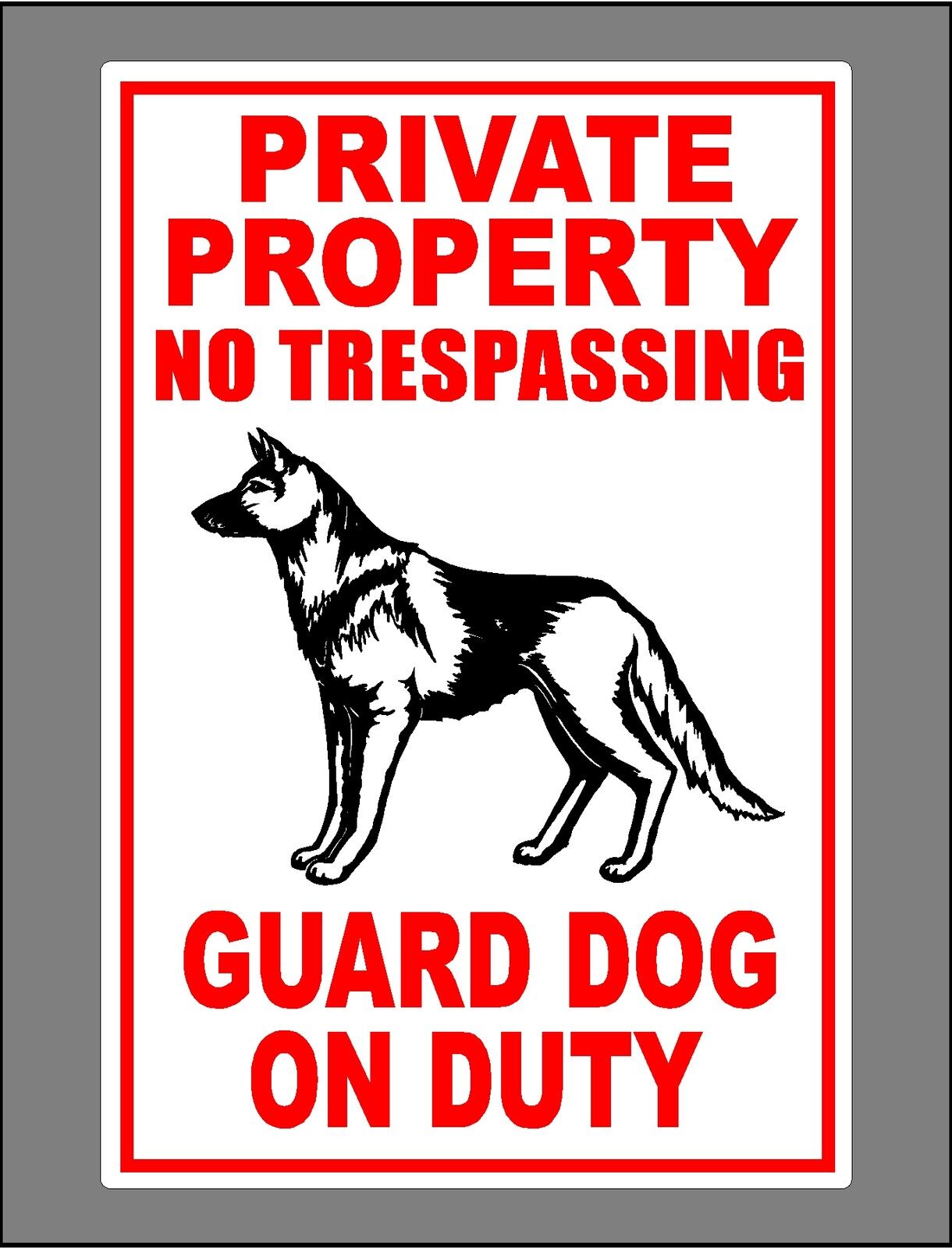 German Shepard Metal Guard Dog On Duty Sign Private Property No Trespassing New
