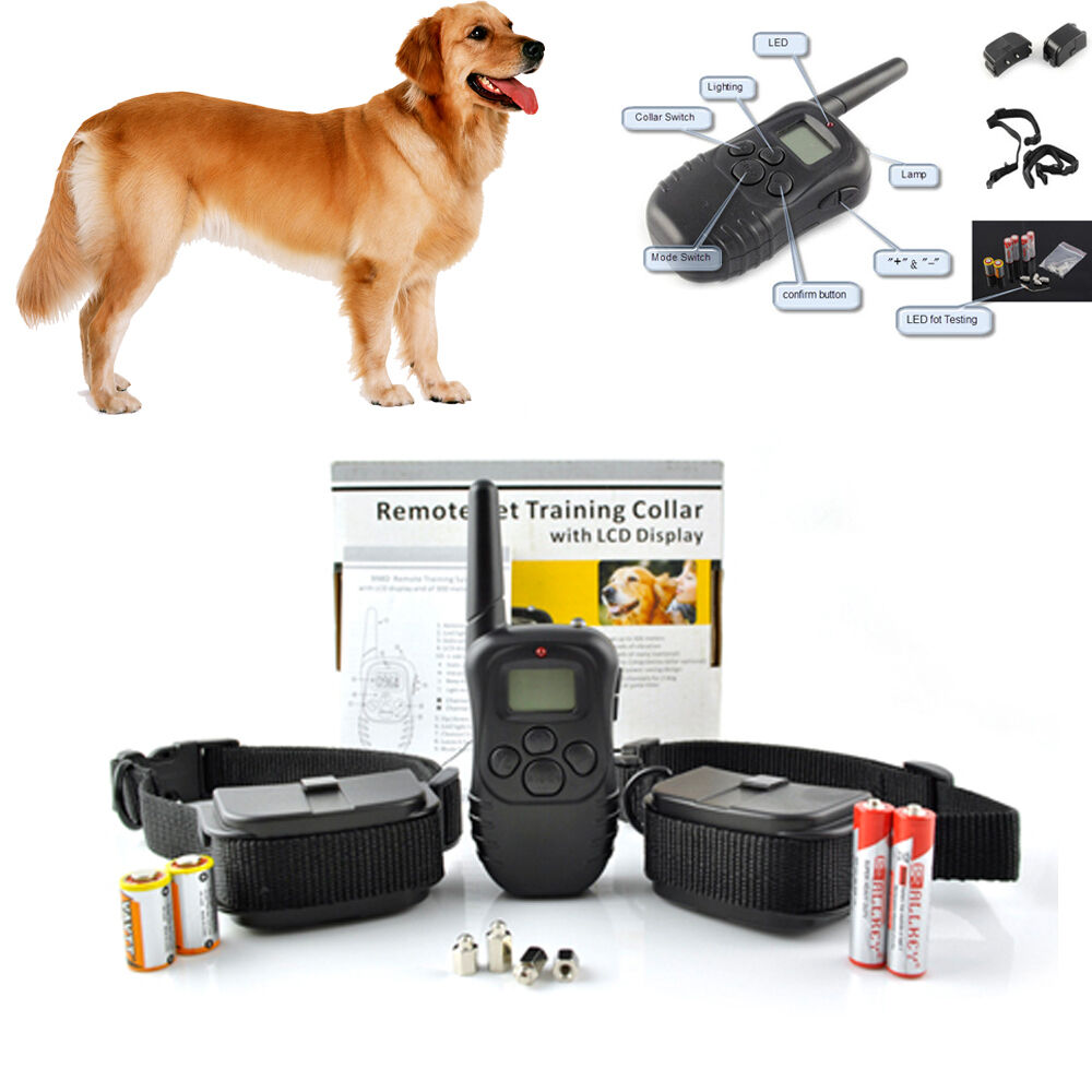 NEW LCD 100LV Level Shock Vibra Remote Pet 2 Dog Training Collar For 10lb-130lb 