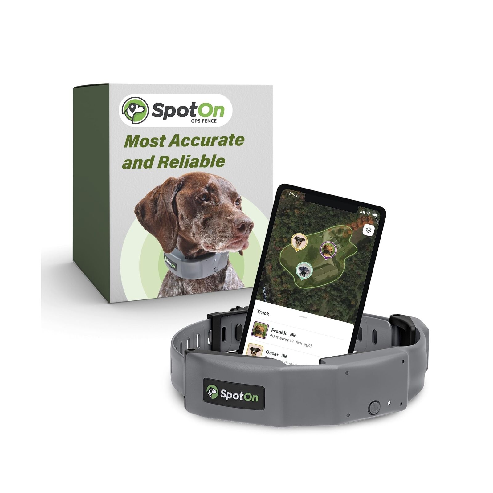 SpotOn GPS Dog Fence, App Based Wireless Dog Fence Collar, Waterproof, Reliab...