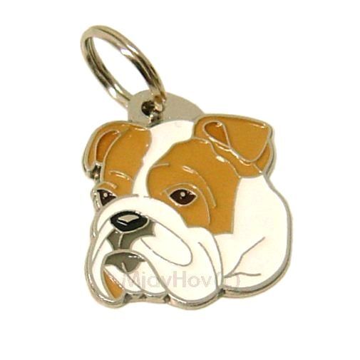 Dog name ID Tag,  English Bulldog, Personalized, Engraved, Handmade, Charm