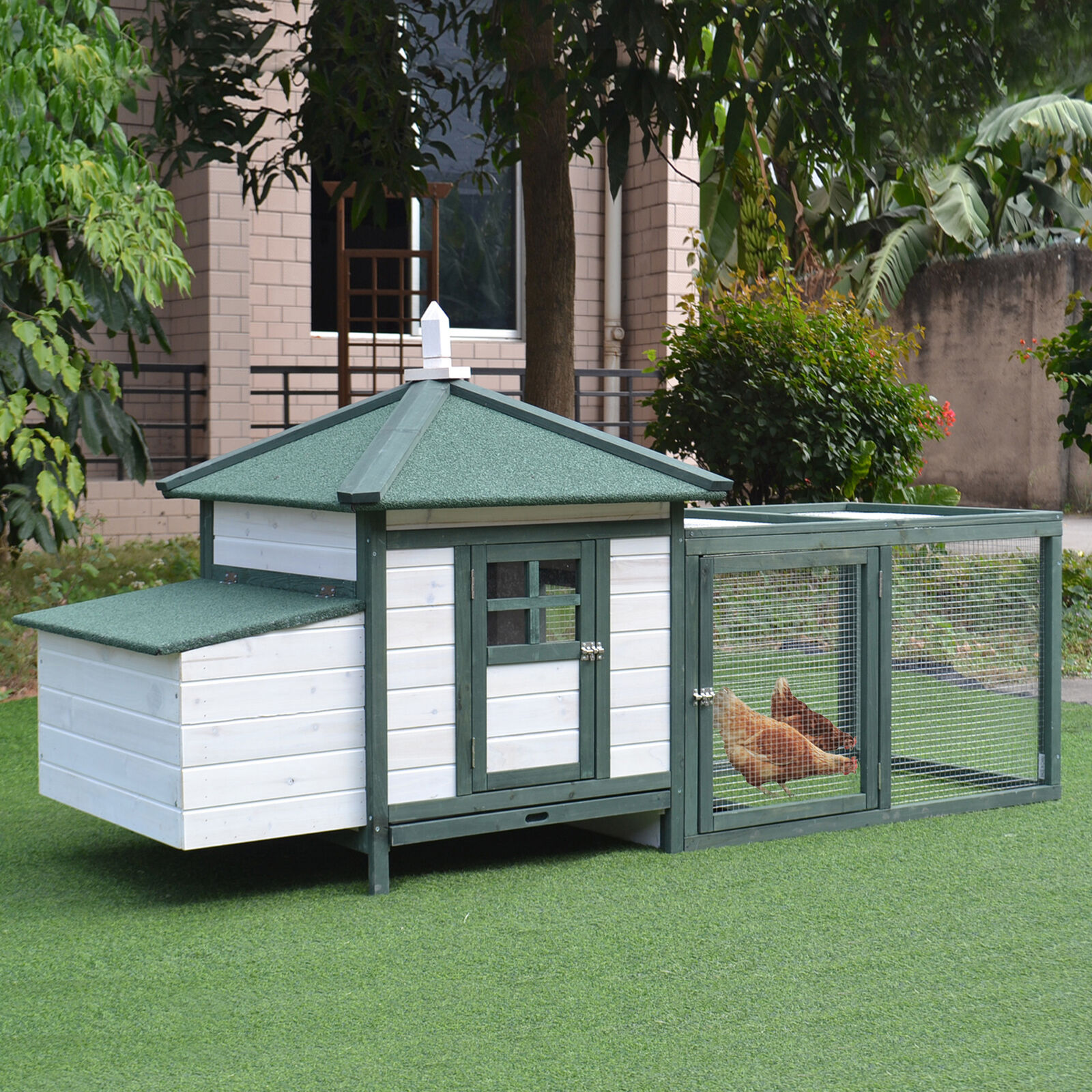 Cute Chicken Coop with Cottage Design, Poultry Cage /w Safe Environmental Paint