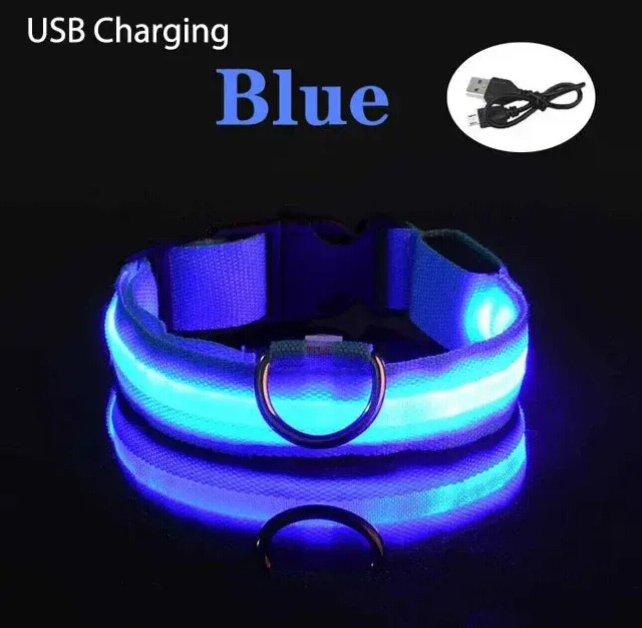 LED Pet Dog Collar USB Charging Safety Night Light Flashing Necklace Fluorescent