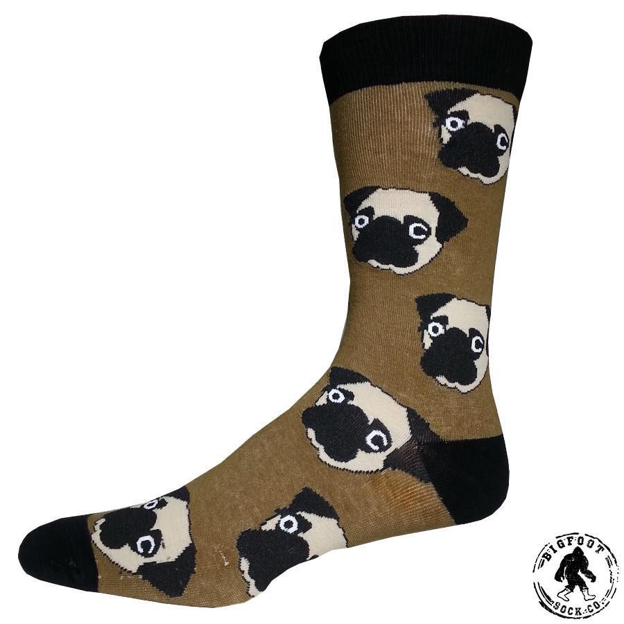 PUG Socks Fun Novelty One Size Fits Most Dress Casual Big Foot Dog Tan Unisex