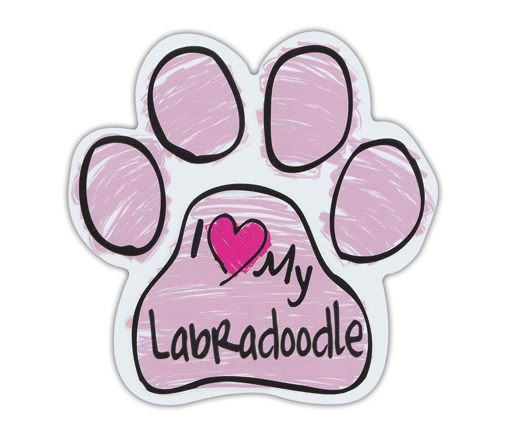 Pink Scribble Paws: I LOVE MY LABRADOODLE (LABRADOR RETRIEVER POODLE)