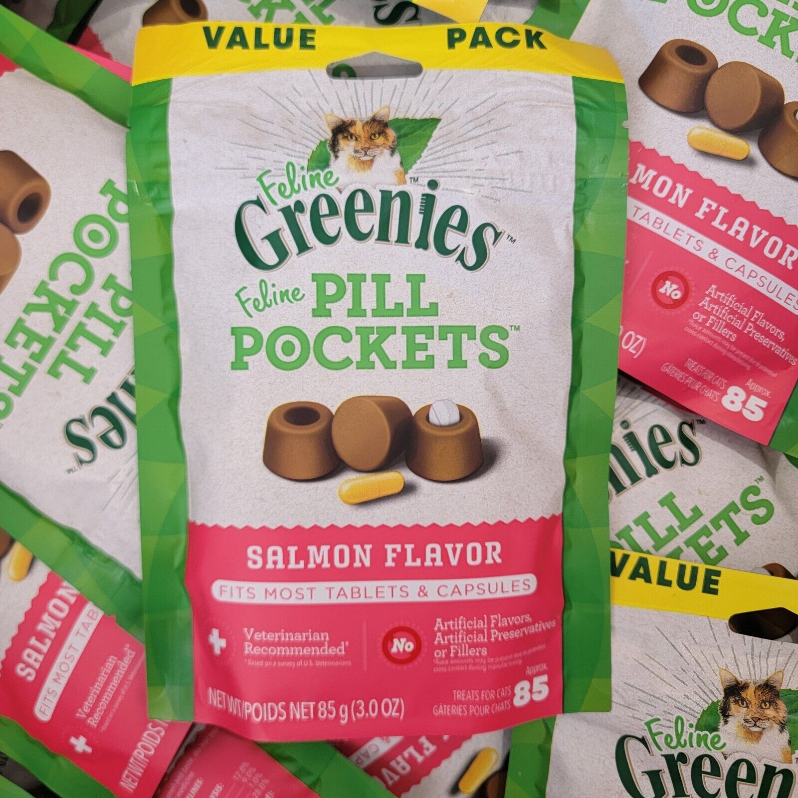 Wholesale Lot Of 150 3oz Value Size Pks Salmon Greenies Feline Cat Pill Pockets 