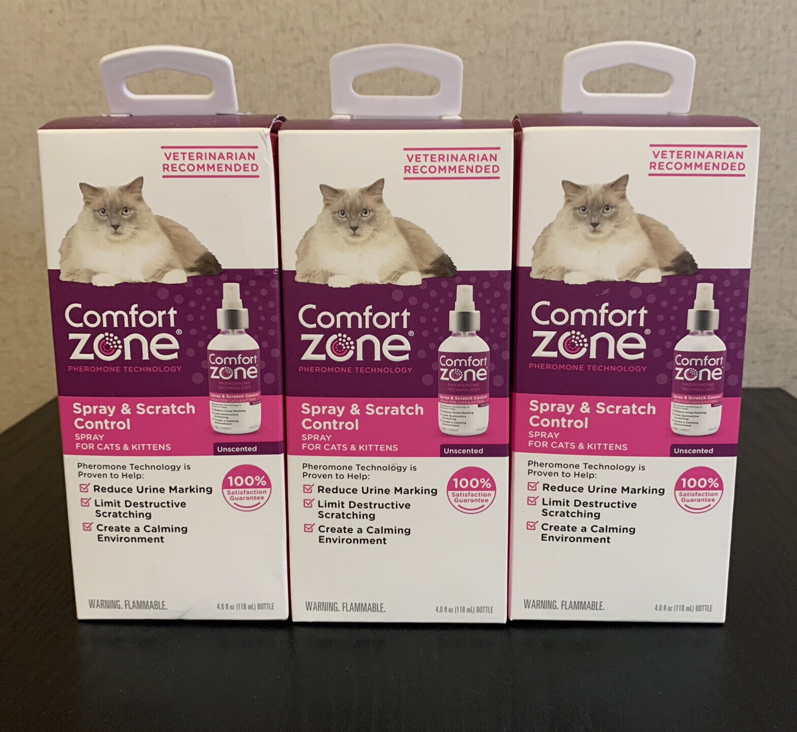 Comfort Zone Spray & Scratch Control Cat Calming Spray, 4.0oz - LOT OF 3