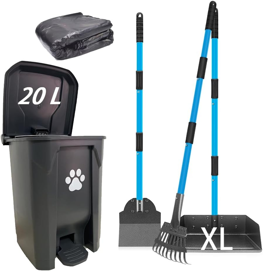 Dog Poop Trash Can for Outdoors with Extra Large Pooper Scooper & 50 Waste Bags 