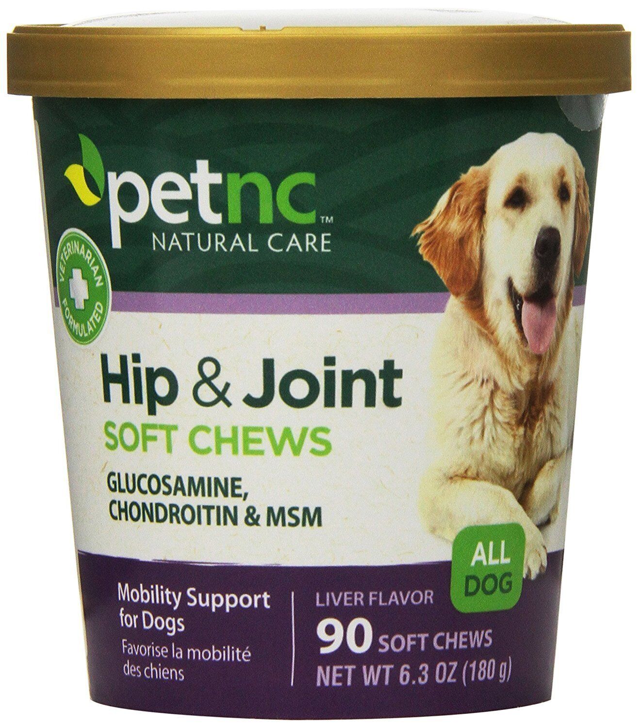 PetNC Natural Care Hip & Joint Soft Chews Liver Flavor Mobility Support 90 Count