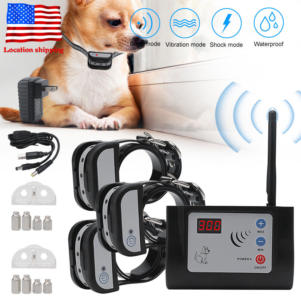 Waterproof 2 in 1 Wireless Electronic Fence Pet Containment System For 3/2/1 Dog