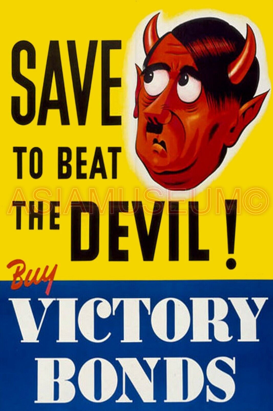 1942 WWii USA AMERICA CARTOON DEVIL FUNNY BUY WAR VICTORY BOND ARMY ww2 Postcard