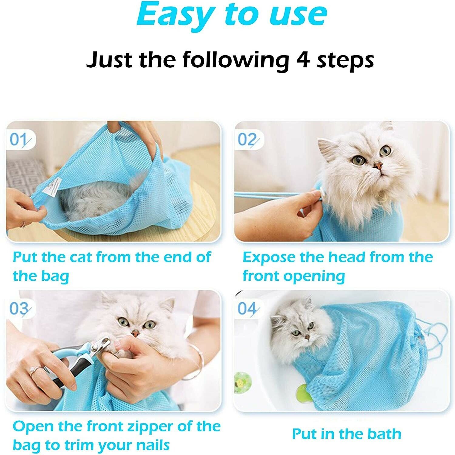 Cat Grooming Bag Mesh Cat Grooming Bathing Bag Cat Washing Bath Bag Restraint