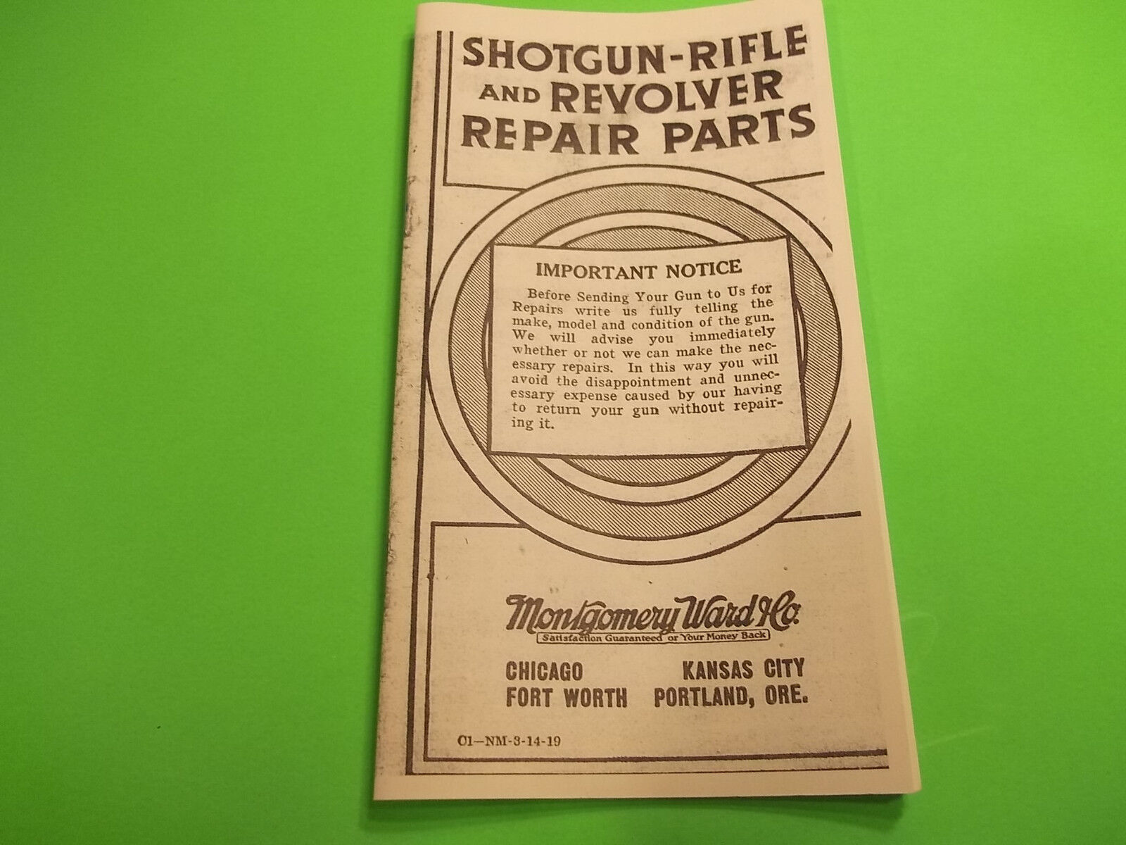 MONTGOMERY WARD COMPANY SHOTGUN-RIFLE AND REVOLVER REPAIR PARTS LIST (24 pages)