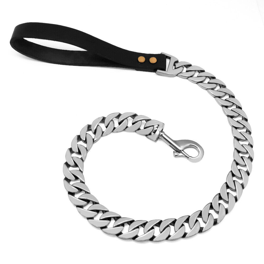 Heavy Duty Dog Chain Leash Stainless Steel Pet Training Lead for Pitbull Golden