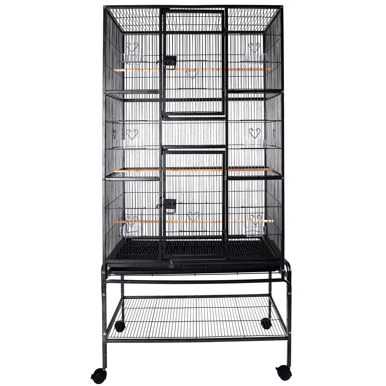 2In1 69\'\' Large Bird Cage Playtop Pet Supplies W/3 Perch Stands & 6 Cup Feeders