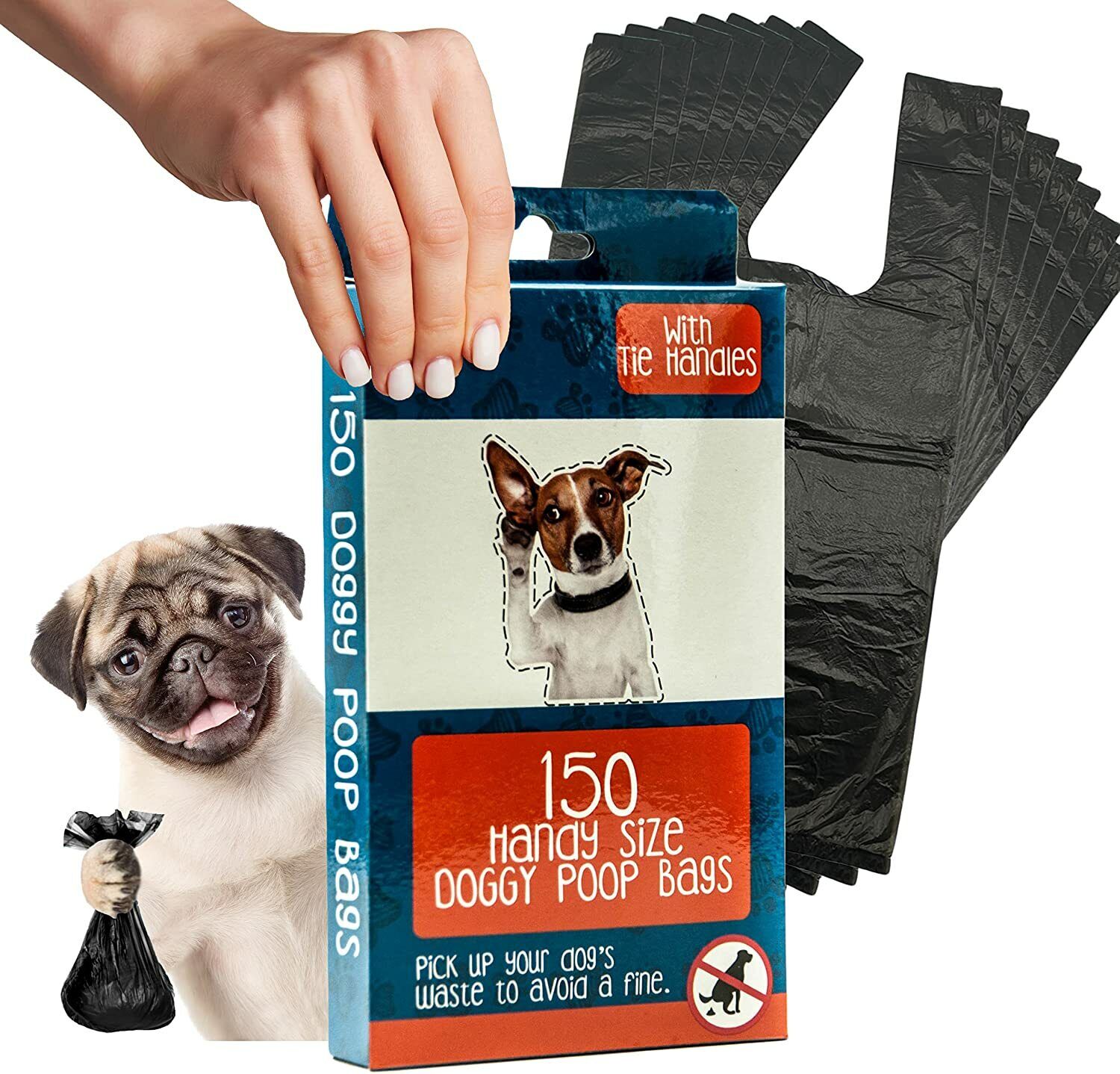 Bulk Dog Poo Bags TIE HANDLE Strong Large Thick Dog Pooper Scooper Waste Bag Lot