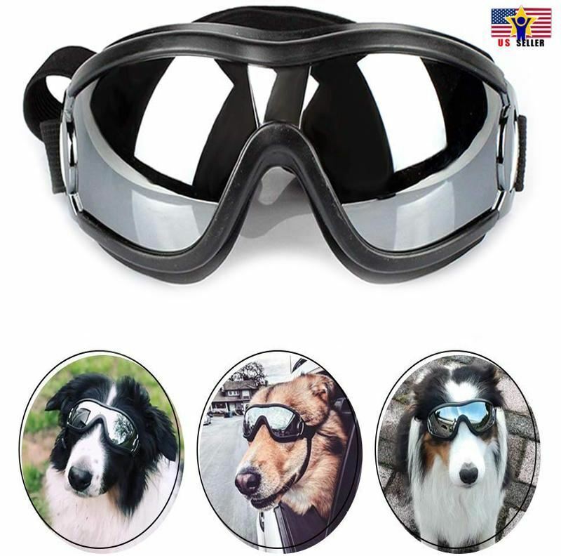 Dog Pet Puppy Cat Wind Waterproof UV Black Sunglasses Goggles Adjustable Straps