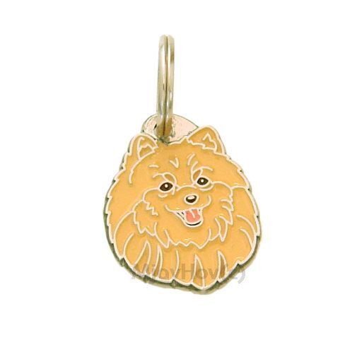 Dog name ID Tag,  Pomeranian dog - Pom, Personalized, Engraved, Handmade, Charm