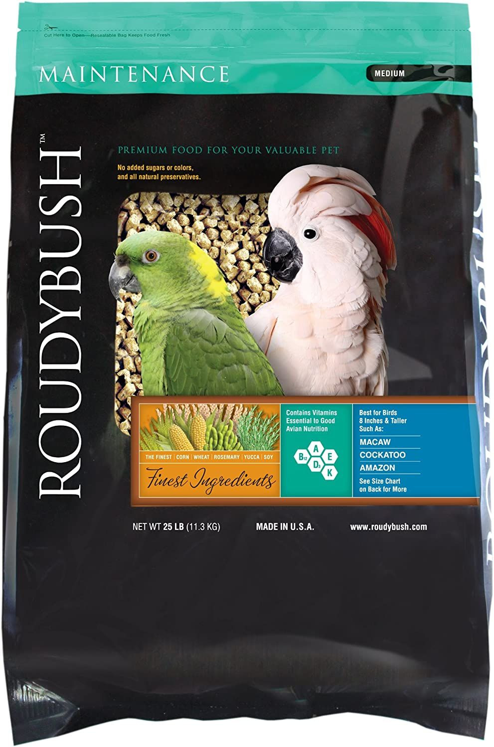 RoudyBush Daily Maintenance Bird Food, Medium, 25-Pound 