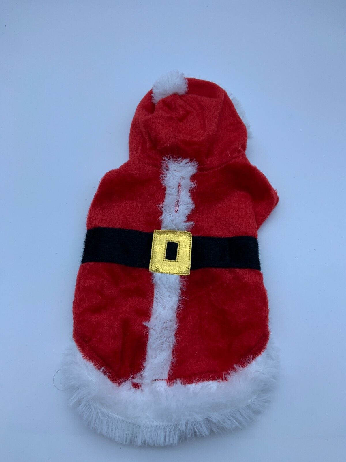 Christmas Costume Dog Pet Sz XS Holiday Santa Claus Hoodie Pom Pom Red White