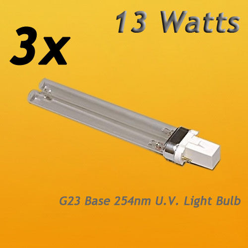 Replacement 3pcs 13w 13 Watts UV bulb G23 bulb Filter Sterilizer Clarifier UVC