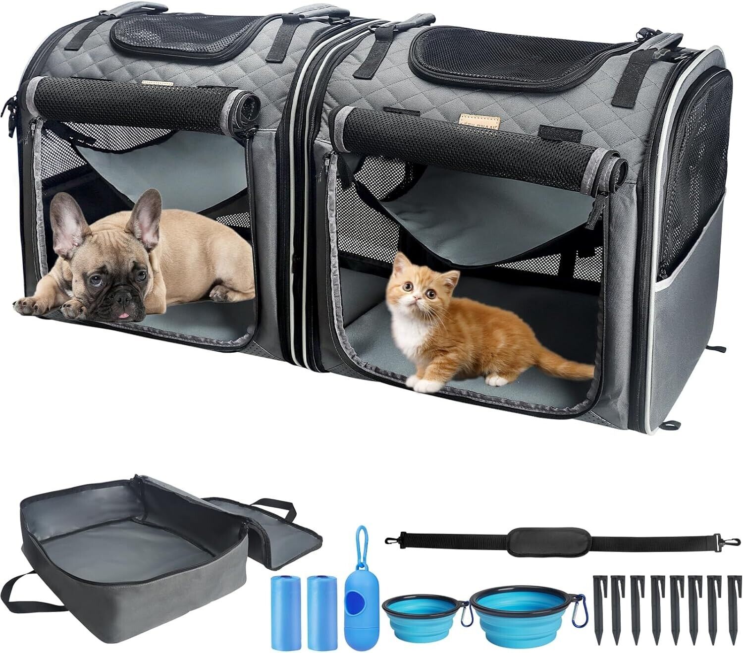 Portable Cat Dog Carrier Travel Display Tote Pet Bag Carrier Kennel Compartment